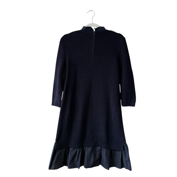 COS Silk Cotton Blend Sweater Shirt Dress Size XS Navy Blue Ruffle Hem Cottage - Picture 9 of 11